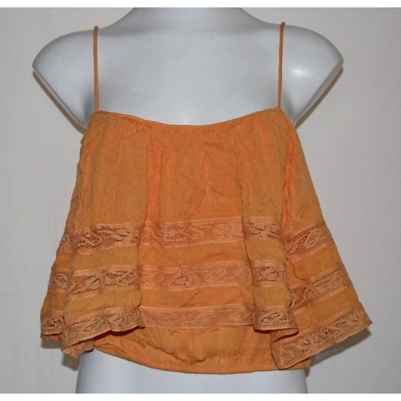Free People Womens Home Again Crop Camisole Top Orange Boho Casual Various NWT - Picture 2 of 8